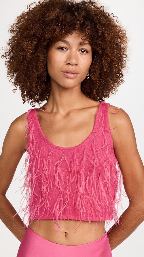 LAPOINTE Cashmere Feather Embroidered Crop Tank | SHOPBOP | Shopbop