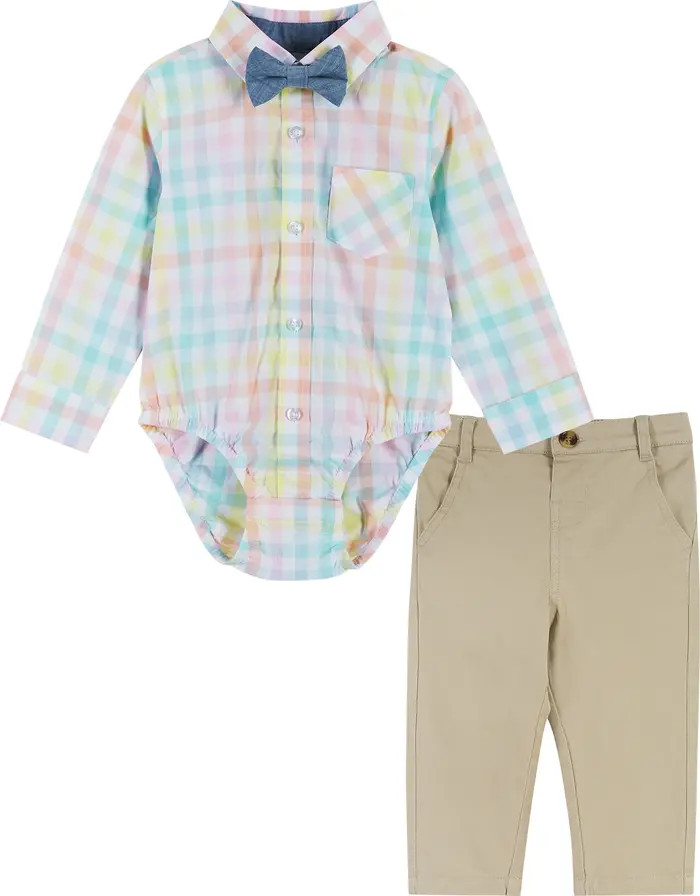 Plaid Bodysuit, Bow Tie & Pants Set | Nordstrom
