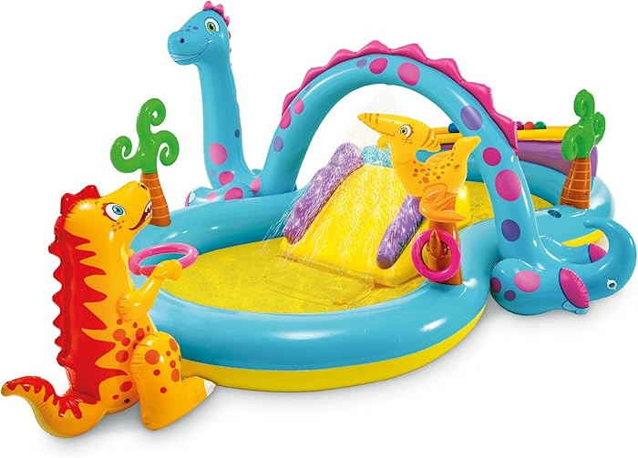 Intex 11' x 7.5' x 44" Dinoland Play Center Kiddie Inflatable Outdoor Swimming Pool | Amazon (US)