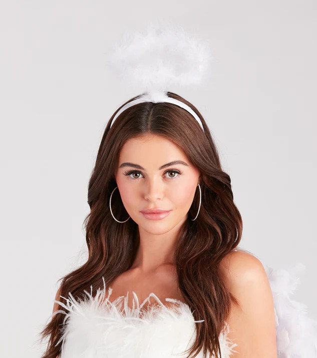 Angel Halloween Marabou Feather Halo Headband | Windsor Stores