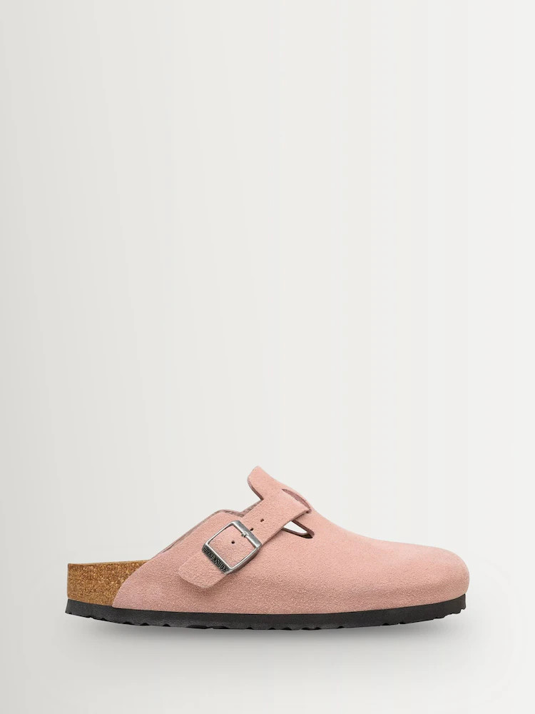 Birkenstock Pink Boston Suede Clogs | Next EU