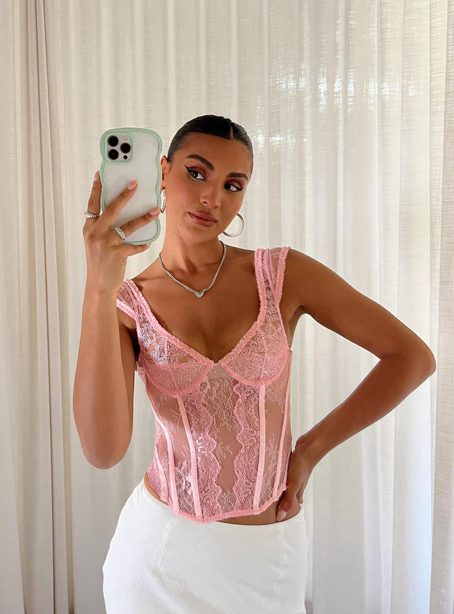 Some Like It Hot Lace Corset Pink | Princess Polly US