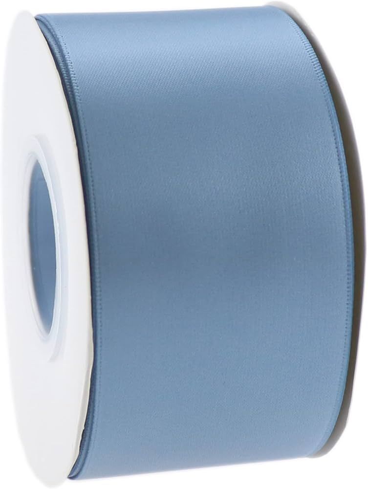 DINDOSAL Dusty Blue Ribbon for Christmas Tree Thick Double Face Satin Ribbon 2 Inch French Blue S... | Amazon (US)