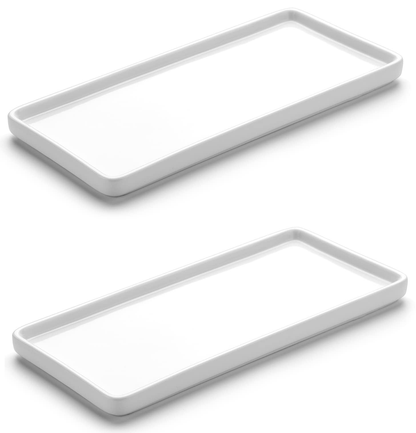 Gurygo 2 Pack 8" Ceramic Rectangular Vanity Trays, White, Set of 2 | Amazon (US)