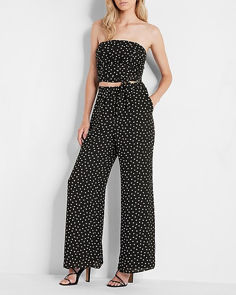 Conscious Edit Super High Waisted Polka Dot Wide Leg Pant | Express