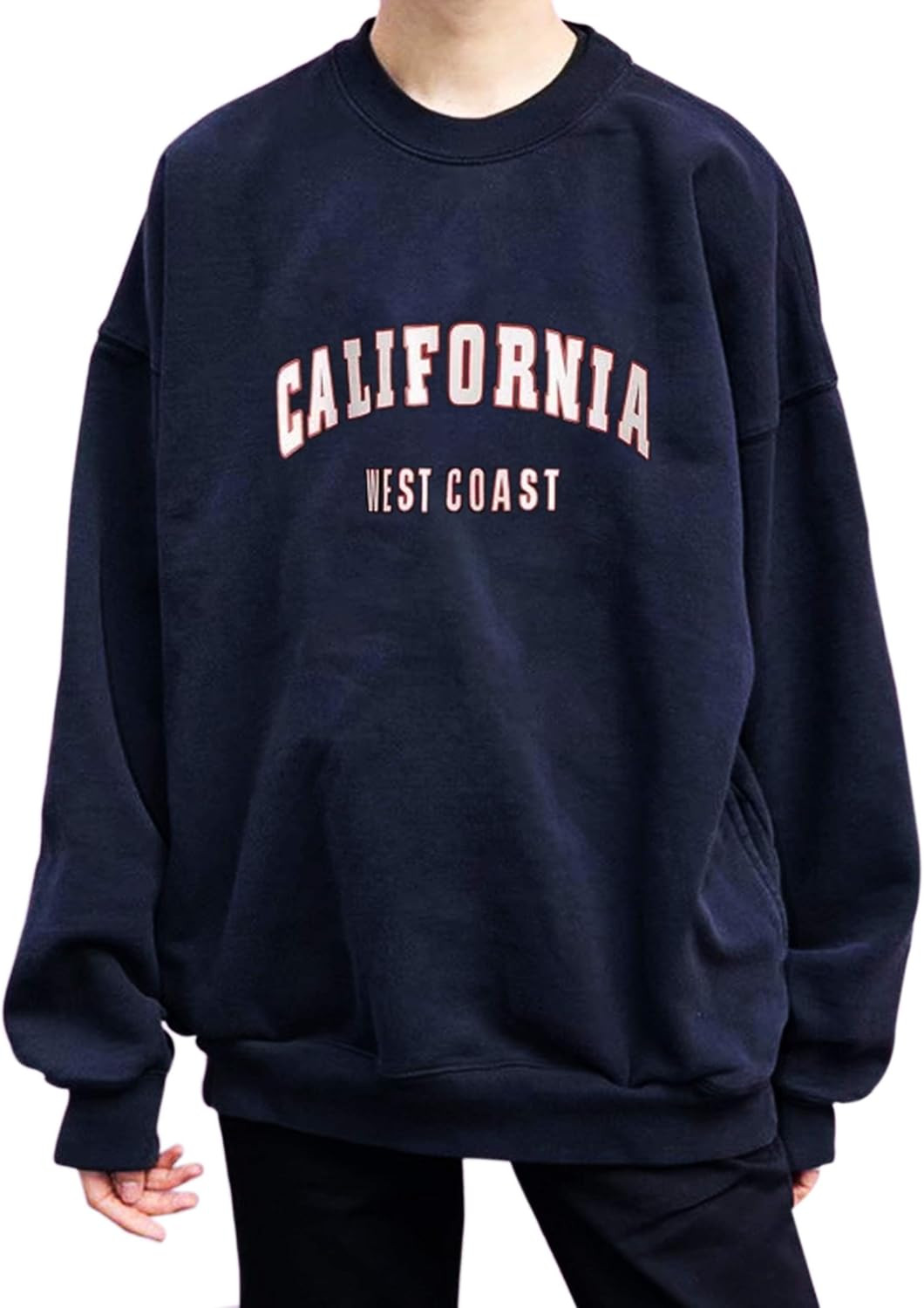 SAFRISIOR Women’s Drop Shoulder Letter Print Pullover Crew Neck Long Sleeve Sweatshirts | Amazon (US)