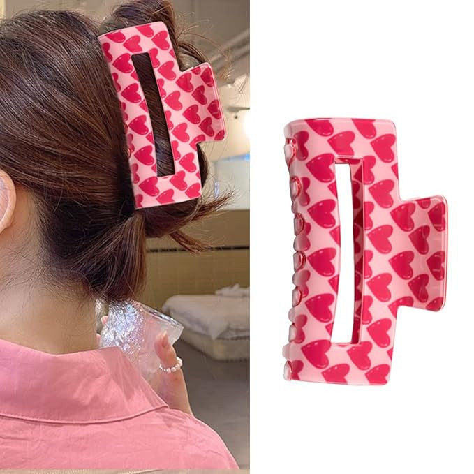 AIUPUOC Valentine's Day Heart Hair Clips for Women - Pink, 1 Count (Pack of 1) | Amazon (US)