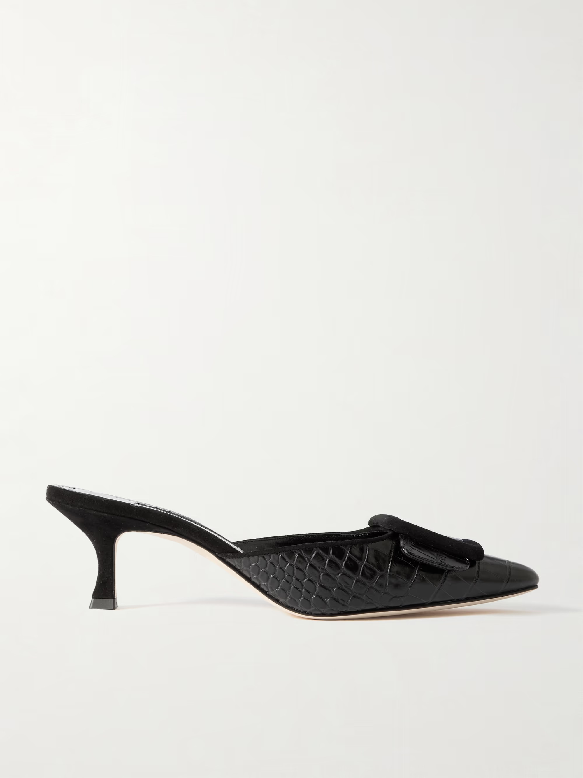 Maysalebi 50 suede-trimmed croc-effect leather mules | NET-A-PORTER (US)