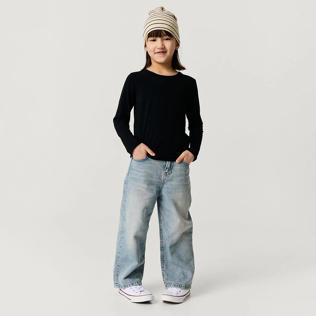 Solid Black Toddler Long Sleeve Shirt | Black | Posh Peanut