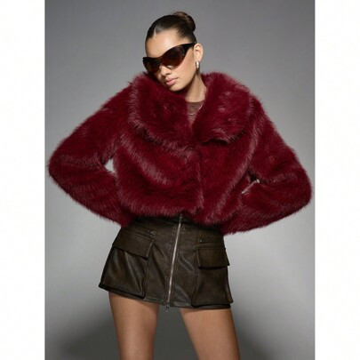 Fluffy Cropped Coat Winter Wear | SHEIN