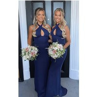 Navy Bridesmaid Corset Detail Cross Front Maxi Dress | PrettyLittleThing US