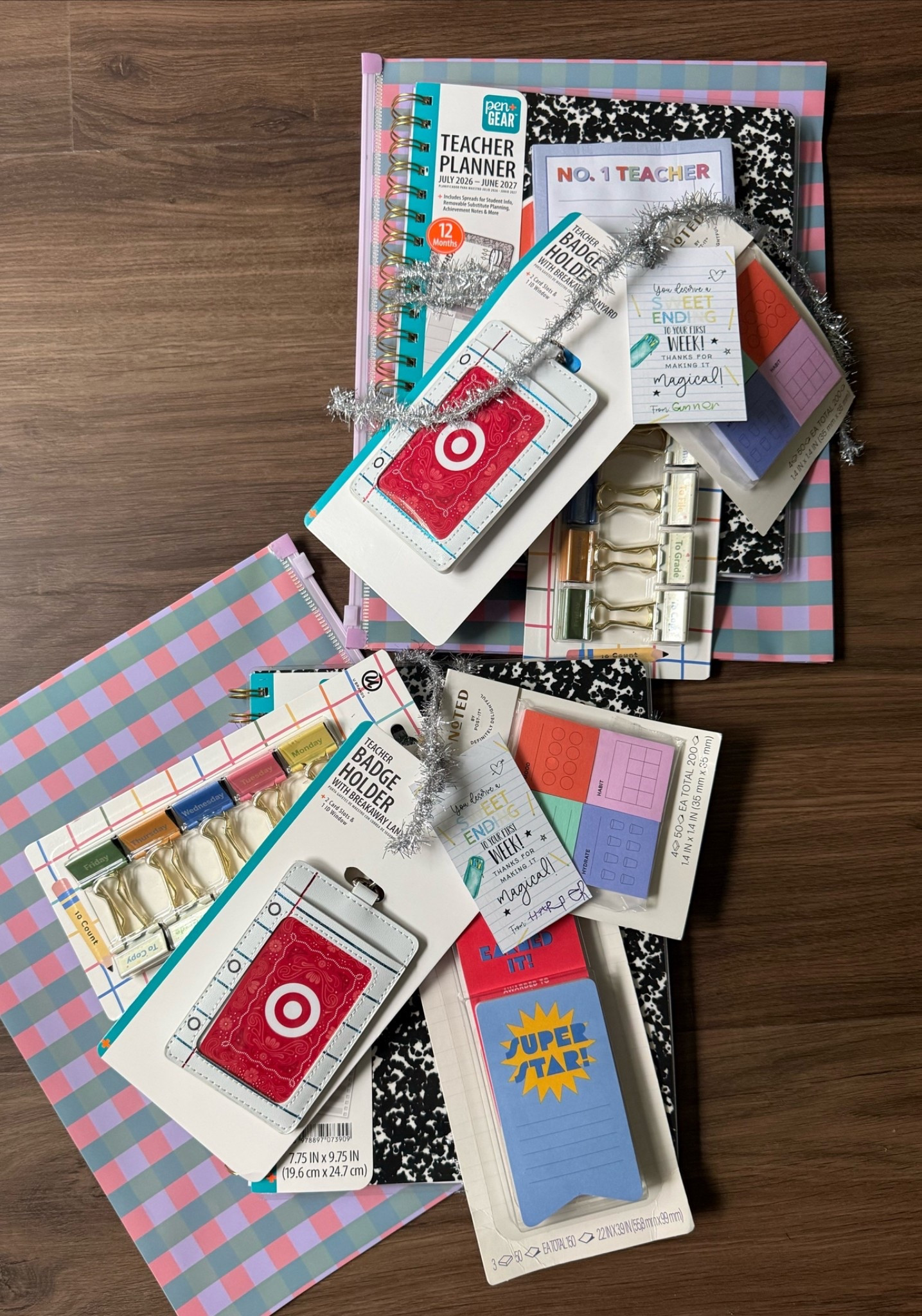 Back to school teacher gift ideas! The kiddos saw all these cute teacher planners, post it’s, clips, lanyards etc when we were back to school shopping and wanted to get it for their teachers as a back to school gift! So thoughtful and they helped put them all together! ❤️🍎

#LTKKids #LTKSaleAlert