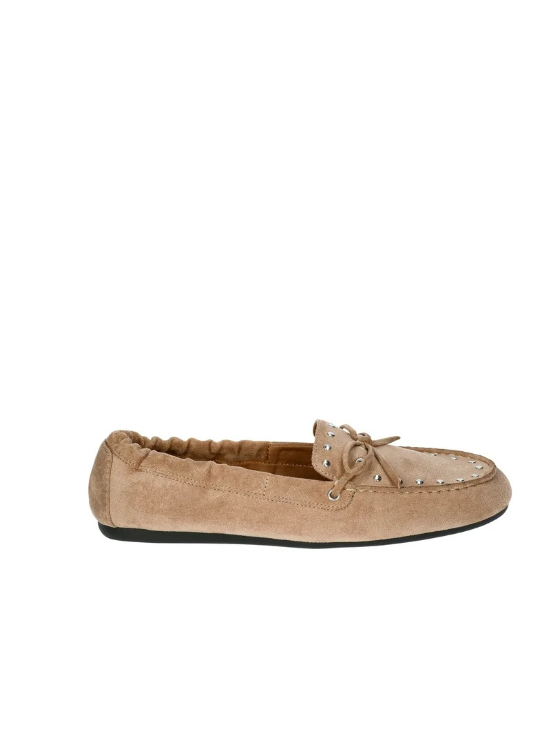 Time and Tru Women's Studded Faux Suede Moccasin Loafers | Walmart (US)