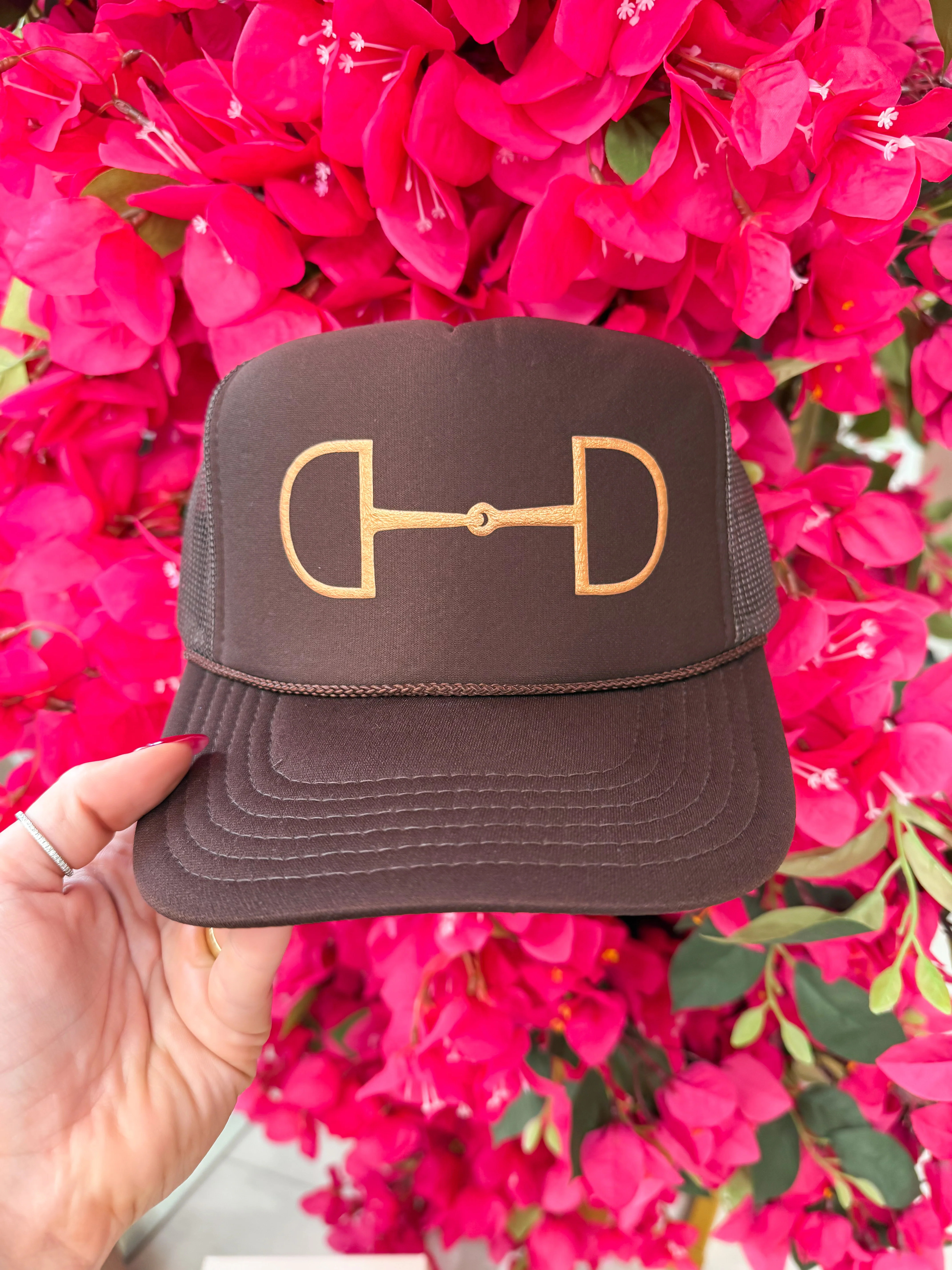 NEW!! Horsebit Trucker Hat in Brown | Glitzy Bella