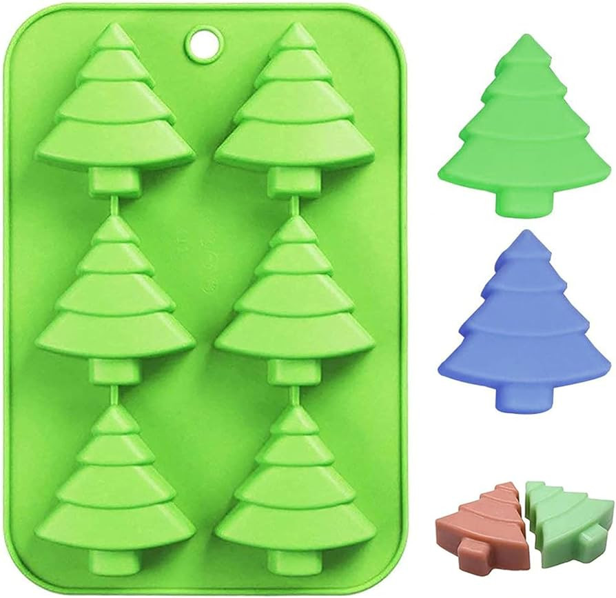 6 Christmas Tree Silicone Mold Cake Baking Mold Chocolate Candy Handmade Soap Ice Cube Biscuit Mo... | Amazon (US)