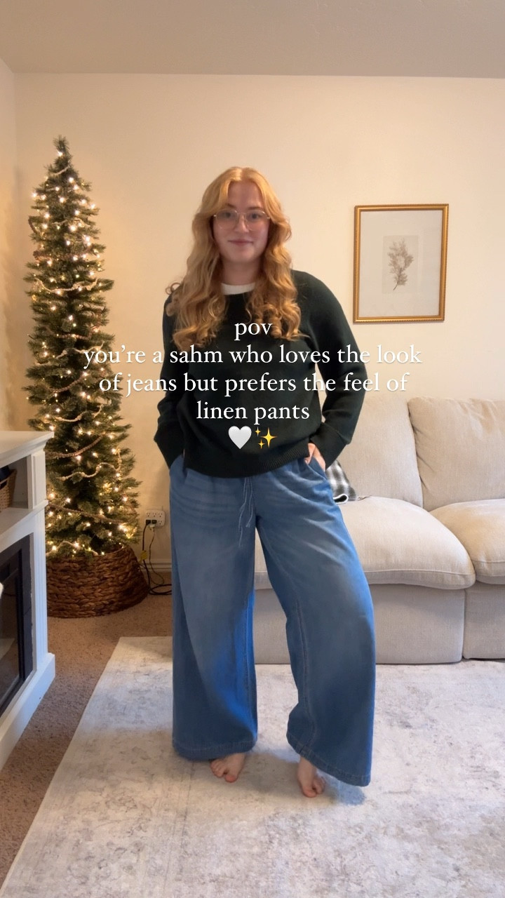 Comfiest drawstring denim pants! 

#LTKStyleTip #LTKFindsUnder50