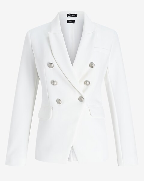 Supersoft Twill Double Breasted Novelty Button Blazer | Express
