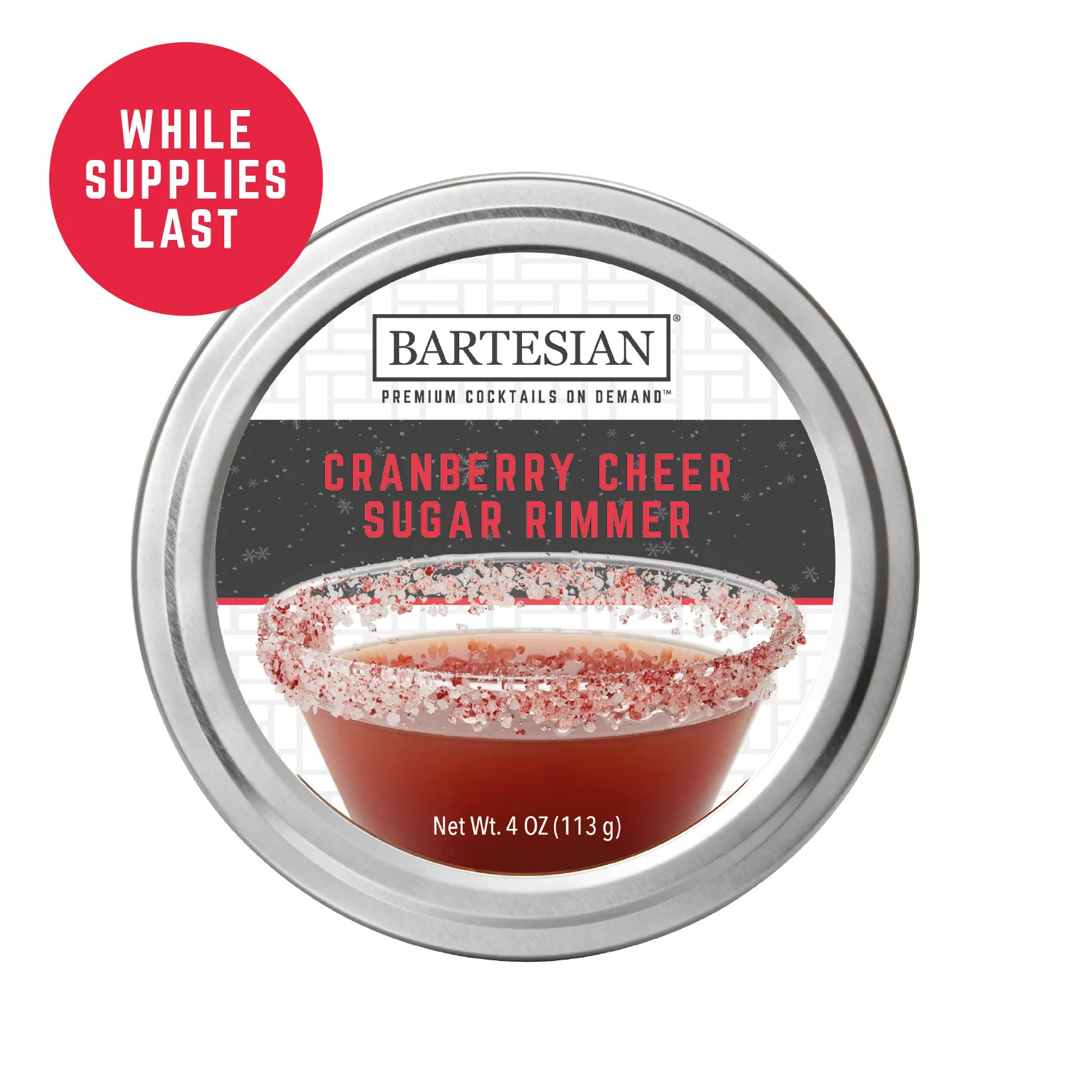 Cranberry Cheer Sugar Cocktail Drink Rimmer | Bartesian