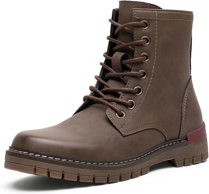 Women's Fashion Combat Boots, Round Toe Lace-Up Ankle Booties | Amazon (US)