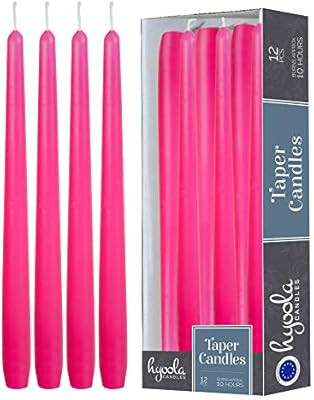 12 Pack Tall Taper Candles - 12 Inch Hot Pink Fuschia Dripless, Unscented Dinner Candle - Paraffi... | Amazon (US)