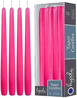 12 Pack Tall Taper Candles - 12 Inch Hot Pink Fuschia Dripless, Unscented Dinner Candle - Paraffi... | Amazon (US)