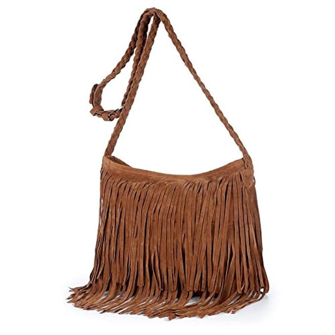 JIARUO Women Faux Suede Fringe Crossbody bag Sling Tassel Ladies Hobo Shoulder bag Messenger bag | Amazon (US)