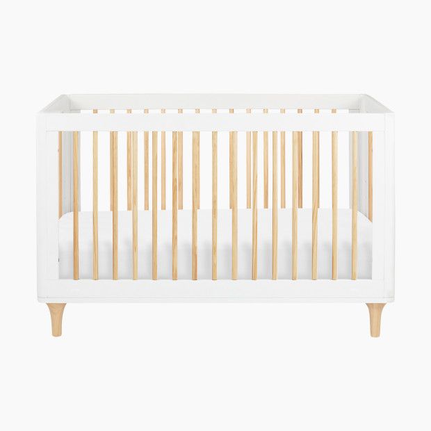 babyletto Lolly 3-in-1 Convertible Crib with Toddler Bed Conversion Kit in White/Washed Natural Size | Babylist