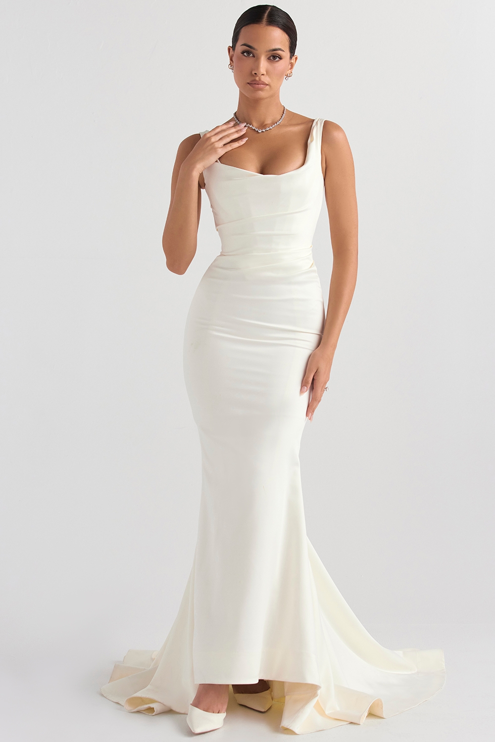 off white satin mermaid bridal gown | House of CB