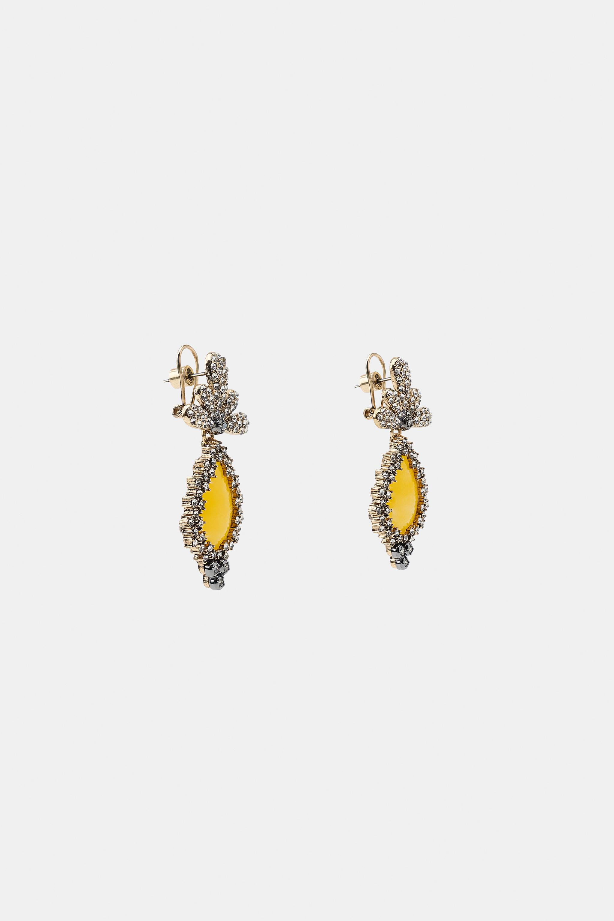 RHINESTONE STONE EARRINGS | Zara US