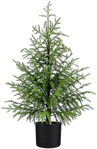 3FT Artificial Norfolk Pine Christmas Tree Real Touch Faux Tree with Black Pot, Realistic Indoor ... | Amazon (US)