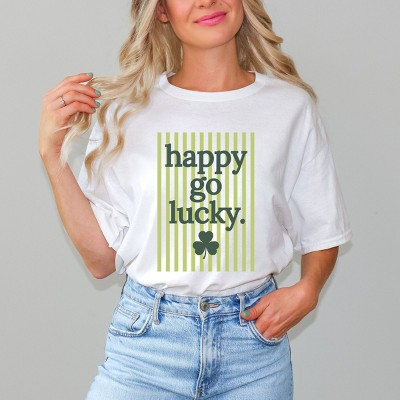 Happy Go Lucky Stripes - Women's Short Sleeve Graphic T-Shirt | Target