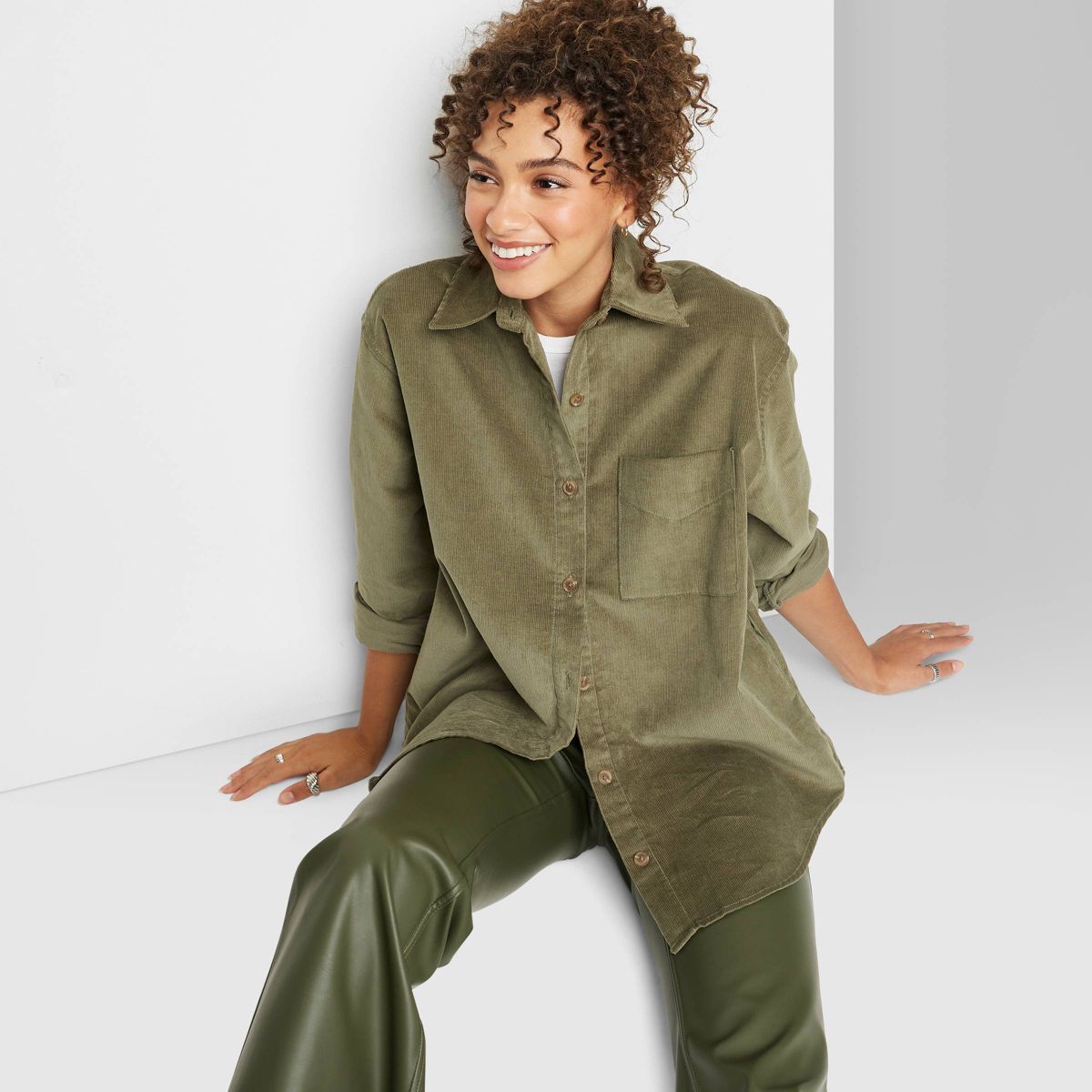 Women's Oversized Button-Down Corduroy Shirt - Wild Fable™ | Target
