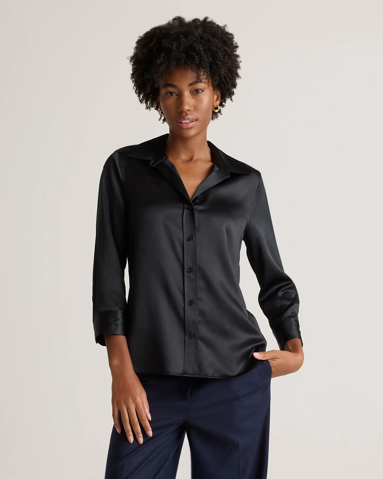 100% Washable Silk Three-Quarter Sleeve Shirt | Quince