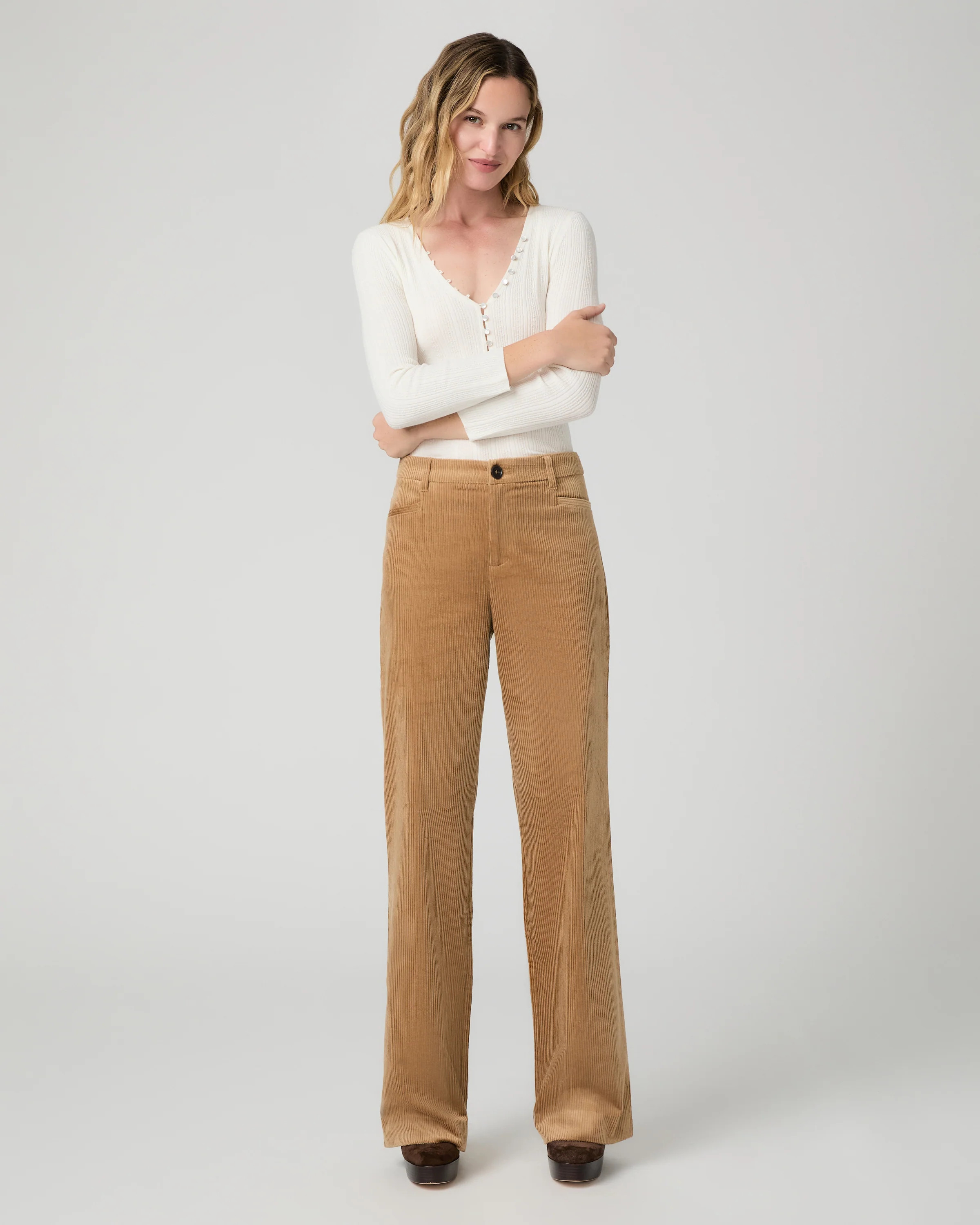 Sasha Trouser - Golden Caramel Corduroy | Paige