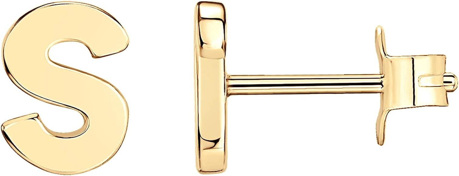 PAVOI 14K Gold Plated Sterling Silver Alphabet Letter Earrings | Personalized Initial Earrings for G | Amazon (US)