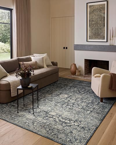 Loloi Amber Lewis Josie Collection JOS-01 Ocean/Natural 2'-6" x 7'-6", .13" Pile Height, Low Profile, Machine Washable, Runner Rug | Amazon (US)