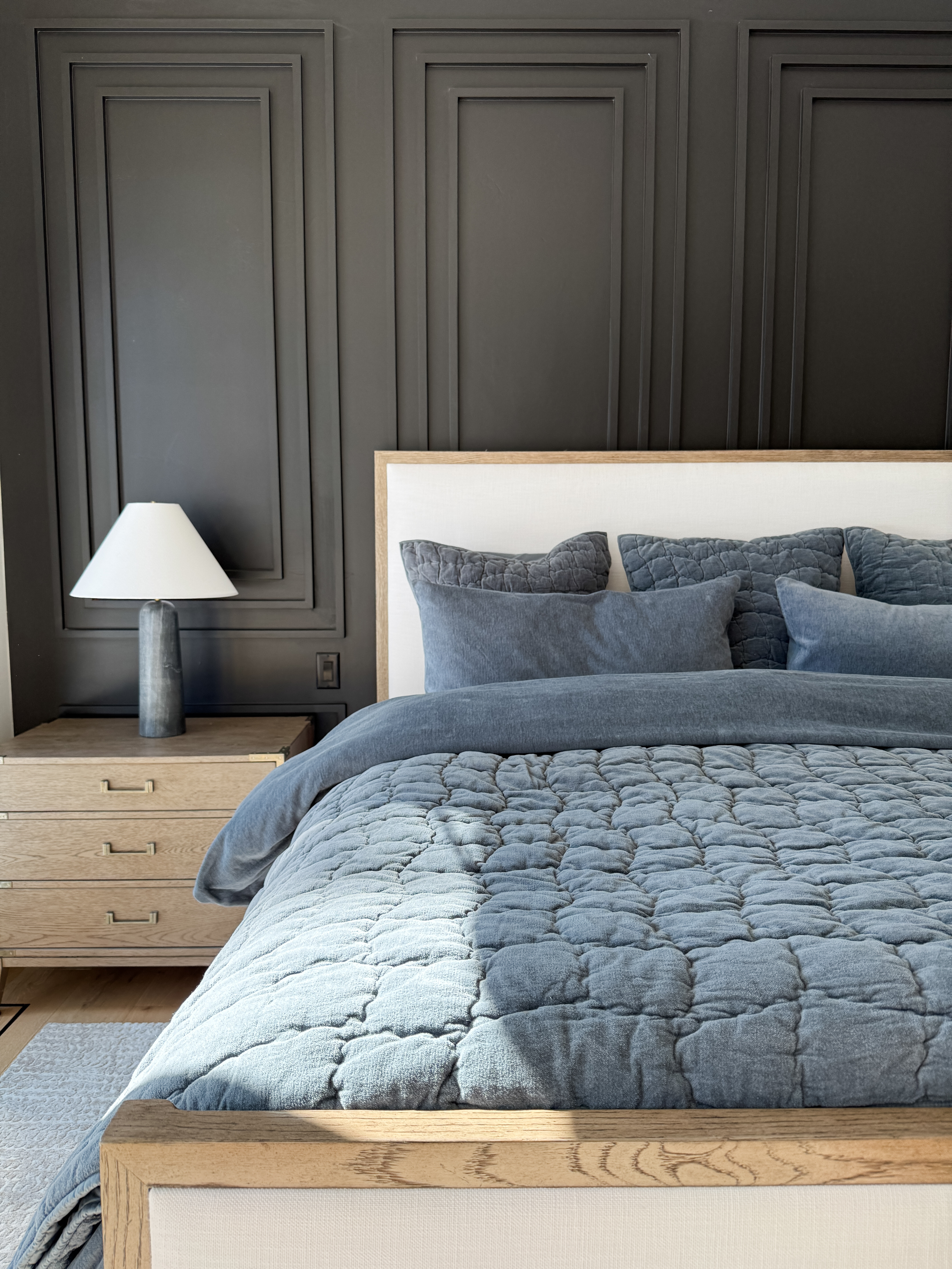 So happy with the new bedding in the primary bedroom. I love switching out bedding for different seasons. Pottery Barn finds for the win. Bed and nightstands are from Restoration Hardware in the Cayden Campaign. Bedding in Cozy Cloud Collection: 3 Euro Shams 2 King Shams Duvet cover Quilt 

 #LTKSeasonal #LTKHome #LTKStyleTip