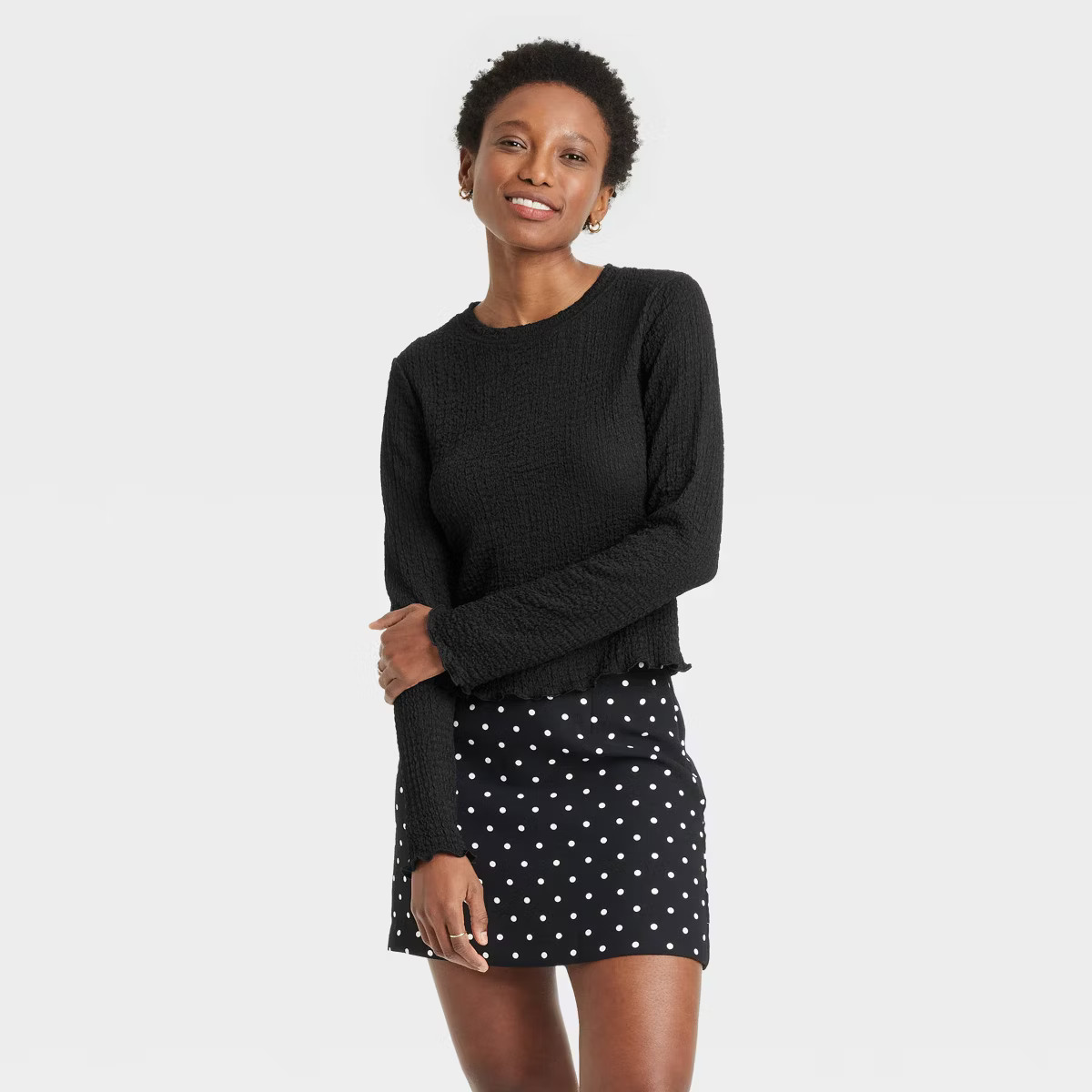 Women's Long Sleeve Crinkle T-Shirt - A New Day™ | Target