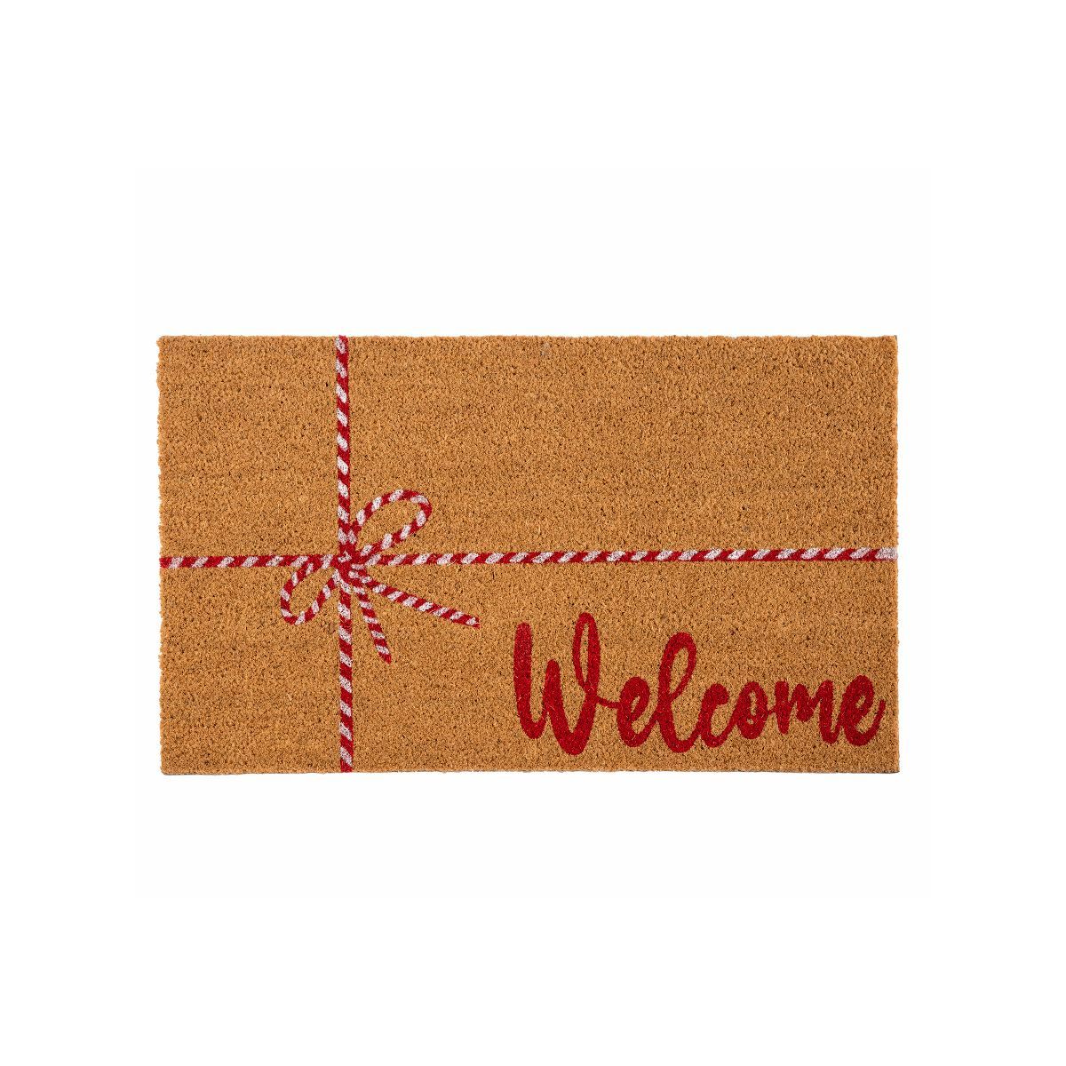 Shiraleah "Welcome" Candy Cane Holiday Doormat | Target