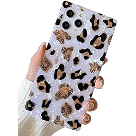 J.west Case Compatible with iPhone 12 Pro Max 6.7-inch, Luxury Sparkle White Leopard Cheetah Print T | Amazon (US)