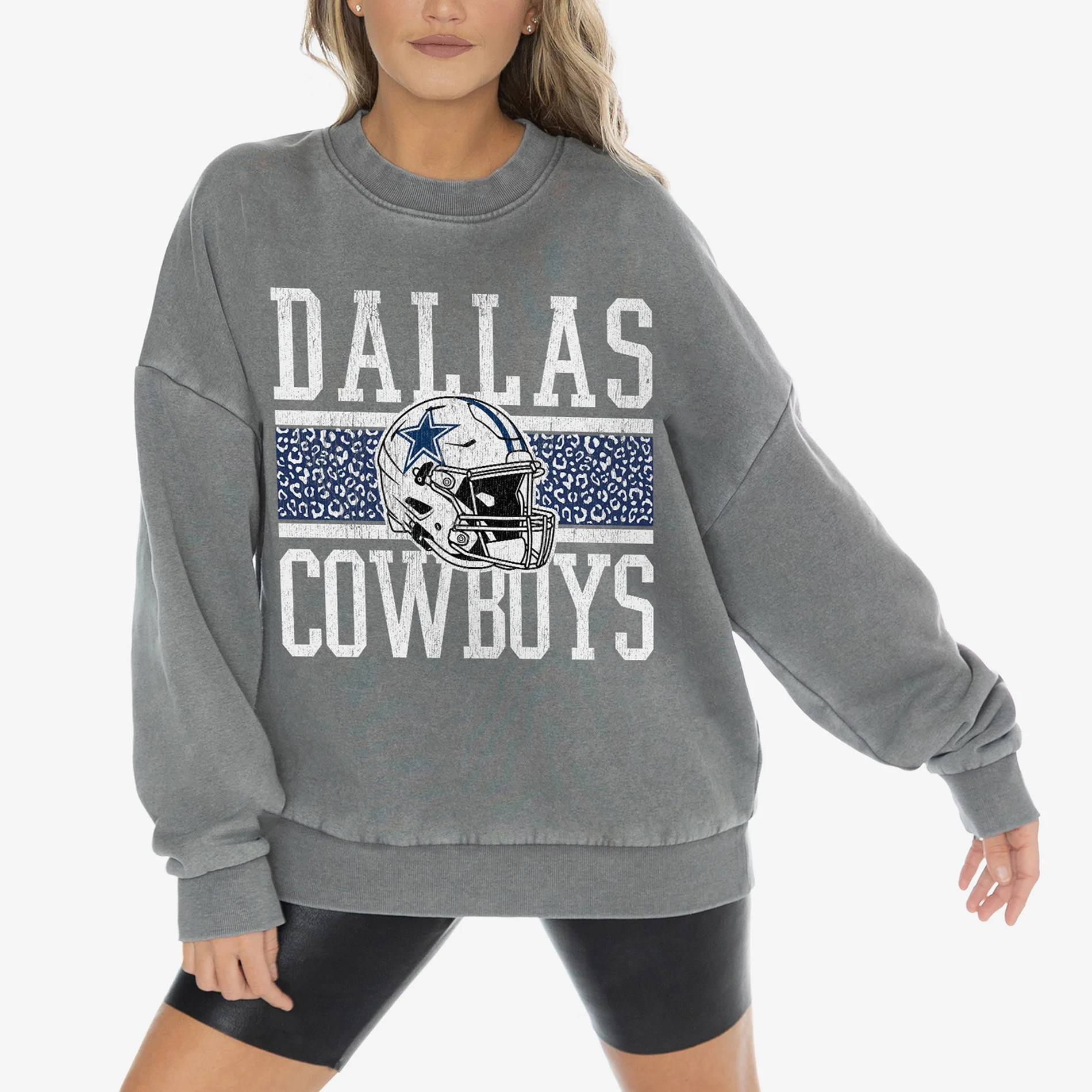 Women's-Gameday Couture Gray Dallas Cowboys Vintage Wash Oversized Crewneck Fleece Pullover - Wal... | Walmart (US)