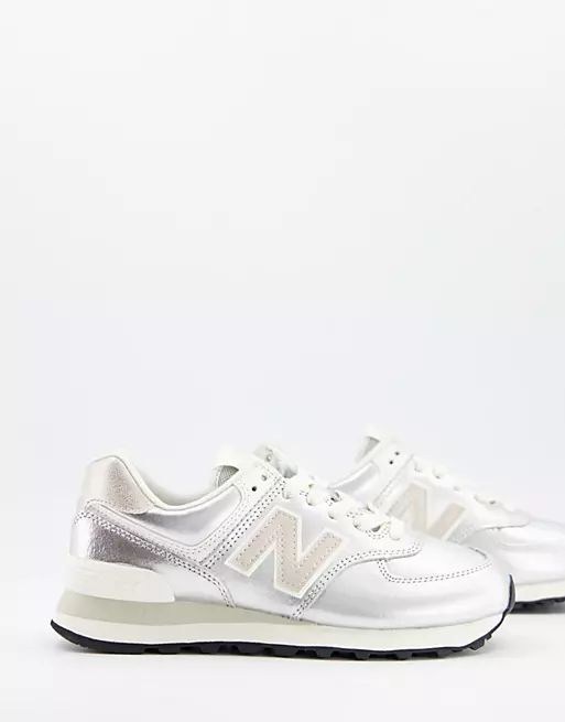 New Balance 574 trainers in silver | ASOS (Global)