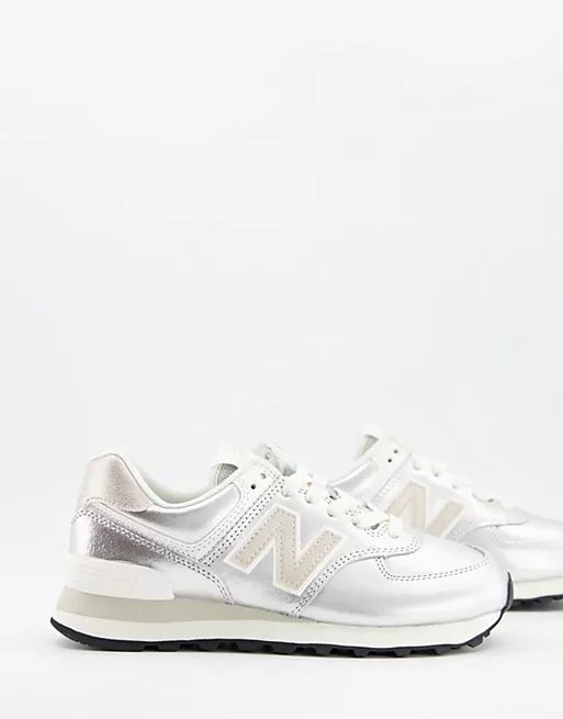 New Balance 574 trainers in silver | ASOS (Global)