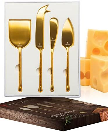 LINZOM Gold Cheese Knives, Gold Cheese Knife Set for Charcuterie Board, Hand Forged Gold Charcute... | Amazon (US)
