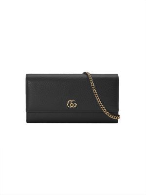 GG Marmont Leather Chain Wallet | Saks Fifth Avenue