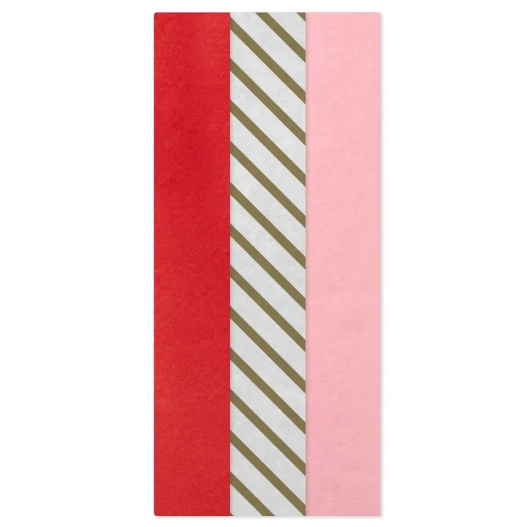 Hallmark 3-Pack Assortment Valentine's Day Tissue Paper (Red/Pink/Gold Stripe) 22 sheets | Walmart (US)