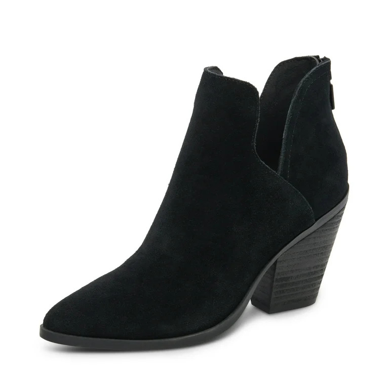 Blondo Neda Black Suede Waterproof Almond Toe Back Zipper Heeled Ankle Boots (Black Suede, 8) | Walmart (US)