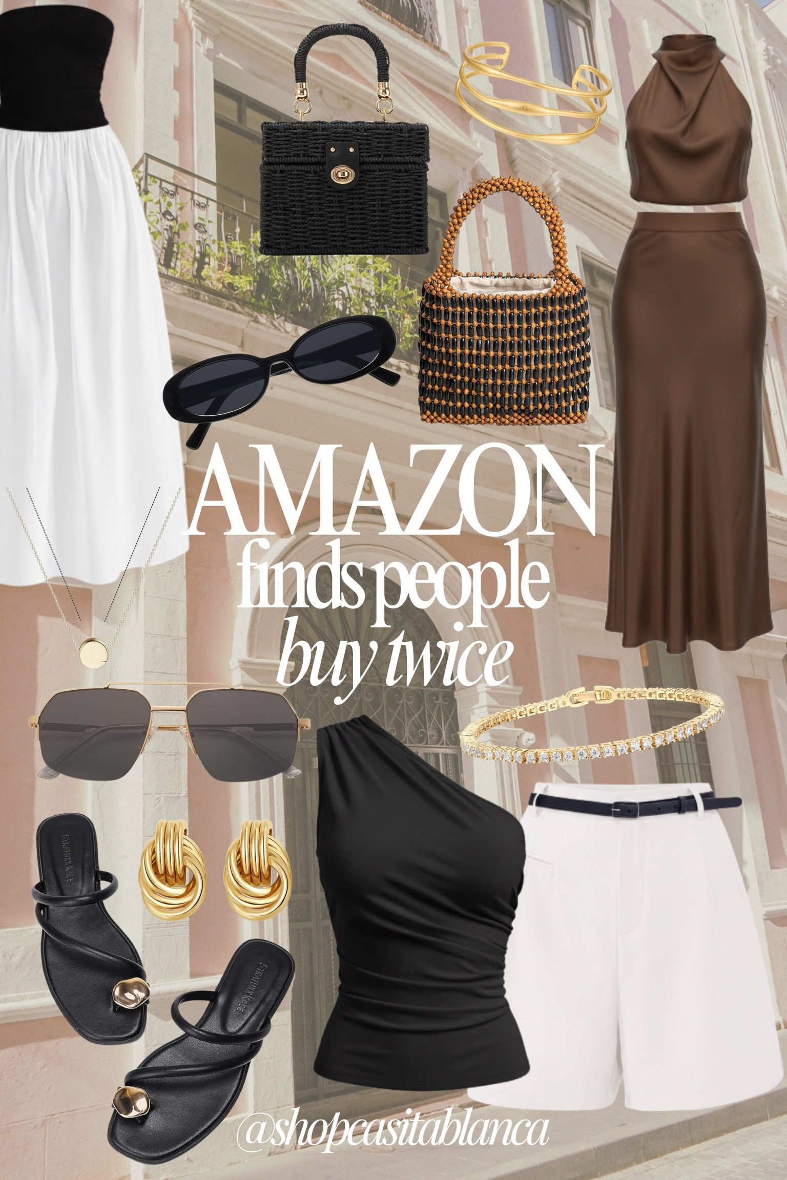 Amazon finds people buy twice 🤍

These are the pieces that surprise you in the best way — the fit is flattering, the quality feels elevated, and you end up reaching for them on repeat. A sleek one-shoulder top, a chocolate satin set, crisp white staples, and timeless black accessories create outfits that feel polished without trying too hard.

When a piece works for date night, vacation dinners, and everyday styling, it’s worth having in more than one color. These are the effortless essentials that make getting dressed easy and refined.

#AmazonFinds #CapsuleWardrobe #TimelessStyle #NeutralOutfits #ChicEssentials #EffortlessFashion #WearOnRepeat 

 #LTKSeasonal #LTKBeauty