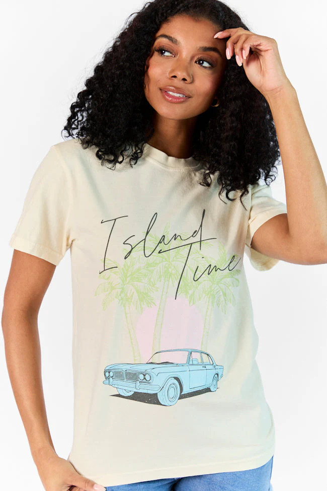 Island Time Ivory Comfort Color Graphic Tee | Pink Lily