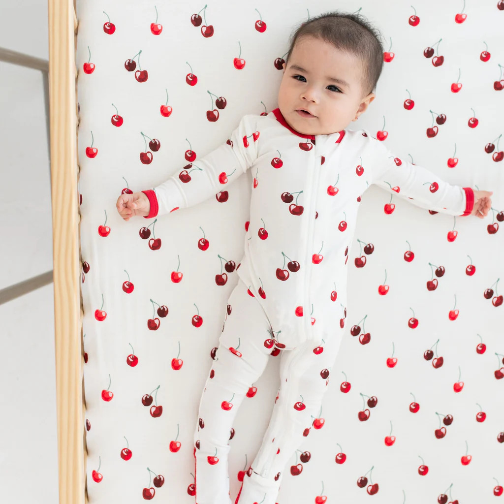 Zippered Footie in Cherry | Kyte BABY
